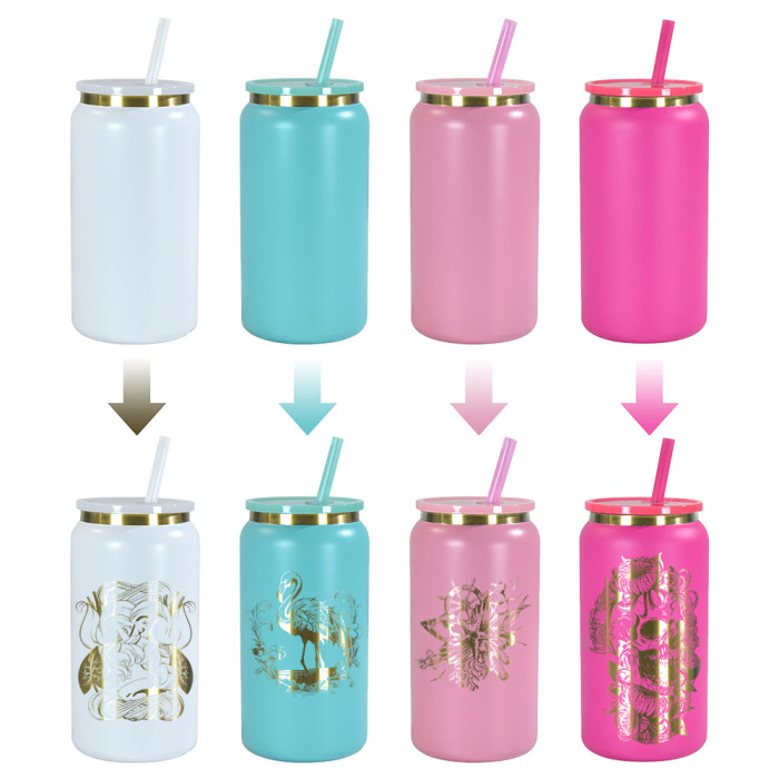 US Warehouse Stainless Steel 16oz Powder Coated Cup with Gold Plated(non-sub) Libby Cups