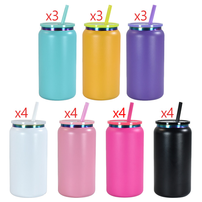 Copy US Warehouse Stainless Steel 16oz Powder Coated Cup with Rainbow Plated(non-sub) Libby Cups