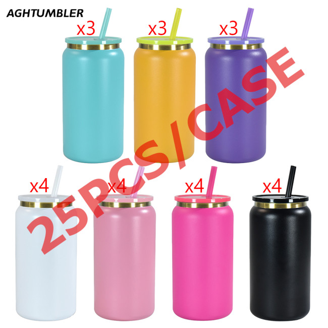 US Warehouse Stainless Steel 16oz Powder Coated Cup with Gold Plated(non-sub) Libby Cups