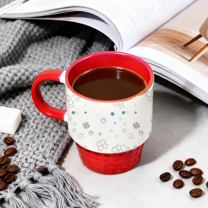 US Warehouse 11oz sublimation Stackable ceramic coffee mug with colored inside and colored handle