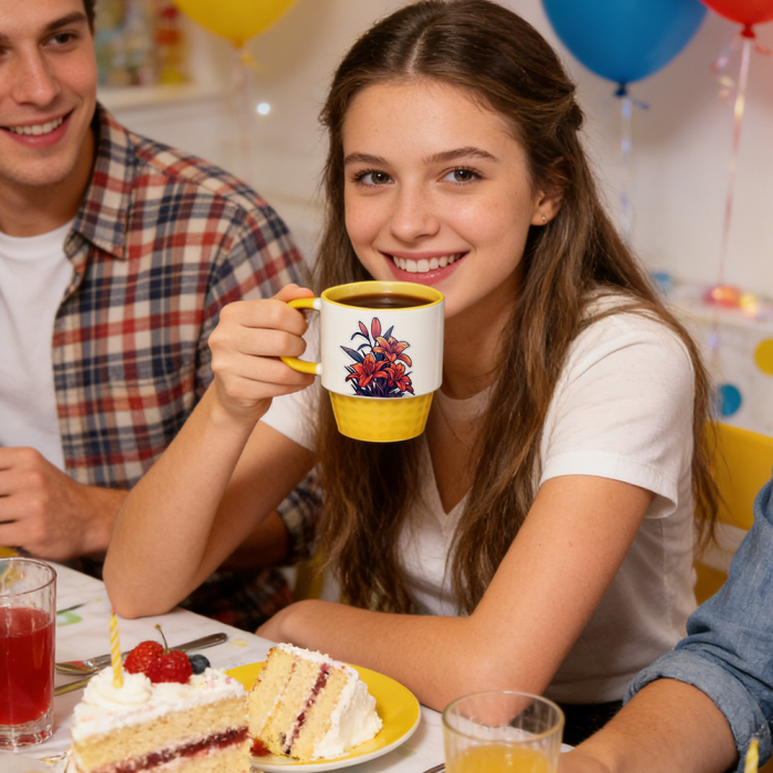 US Warehouse 11oz sublimation Stackable ceramic coffee mug with colored inside and colored handle