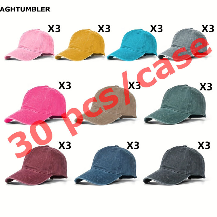 US Warehouse Plain Color 100% Cotton Vintage Adjustable Baseball Cap hats