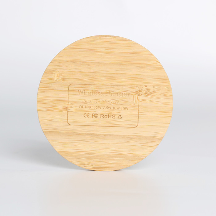 China Warehouse Bamboo Wireless Charger 15W Fast Charge Easy For Laser Engraving