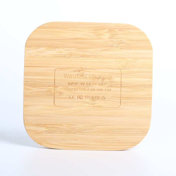 China Warehouse Bamboo Wireless Charger 15W Fast Charge Easy For Laser Engraving