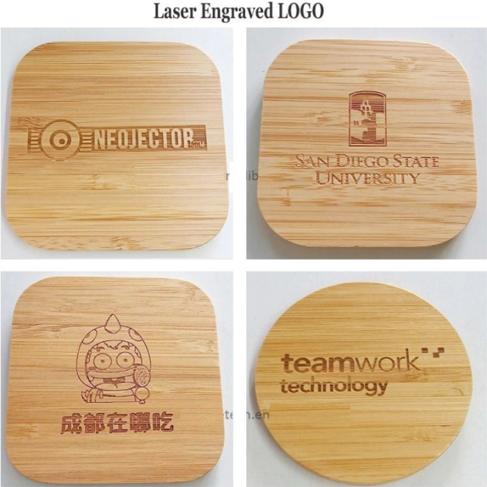 China Warehouse Bamboo Wireless Charger 15W Fast Charge Easy For Laser Engraving
