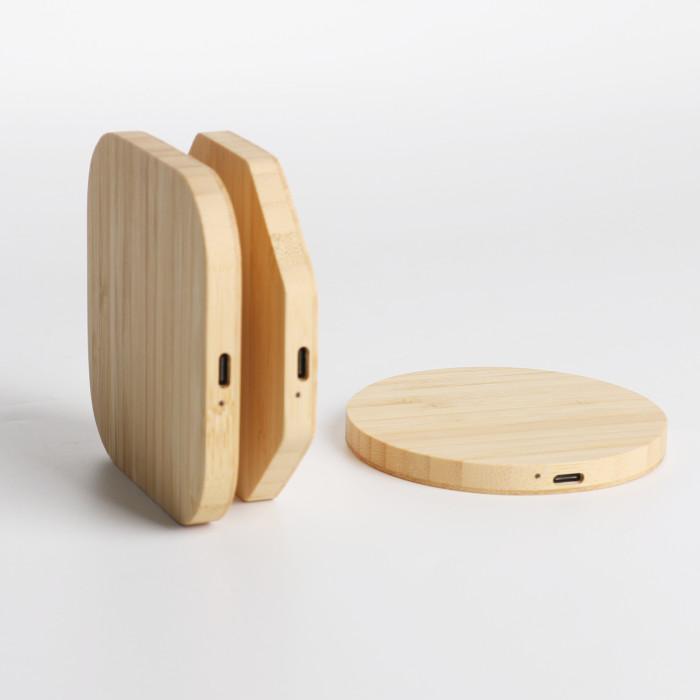China Warehouse Bamboo Wireless Charger 15W Fast Charge Easy For Laser Engraving