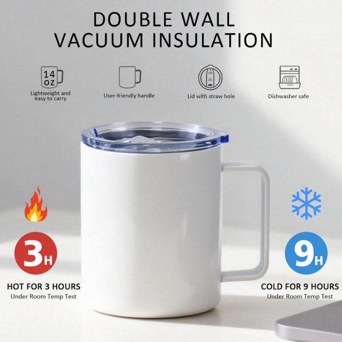 US Warehouse 12oz sublimation coffee Mug with handle Vacuum Insulated