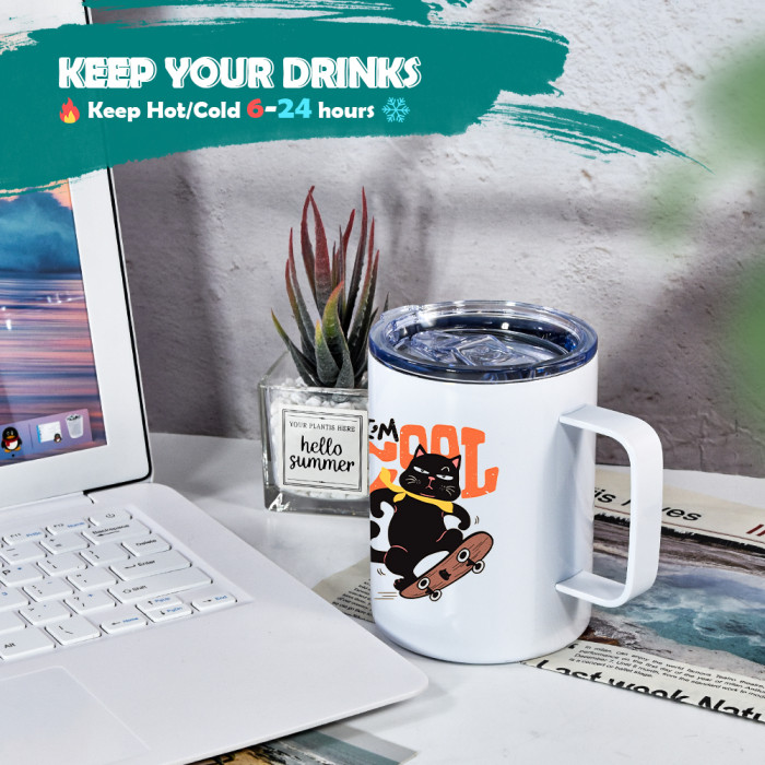 US Warehouse 12oz sublimation coffee Mug with handle Vacuum Insulated