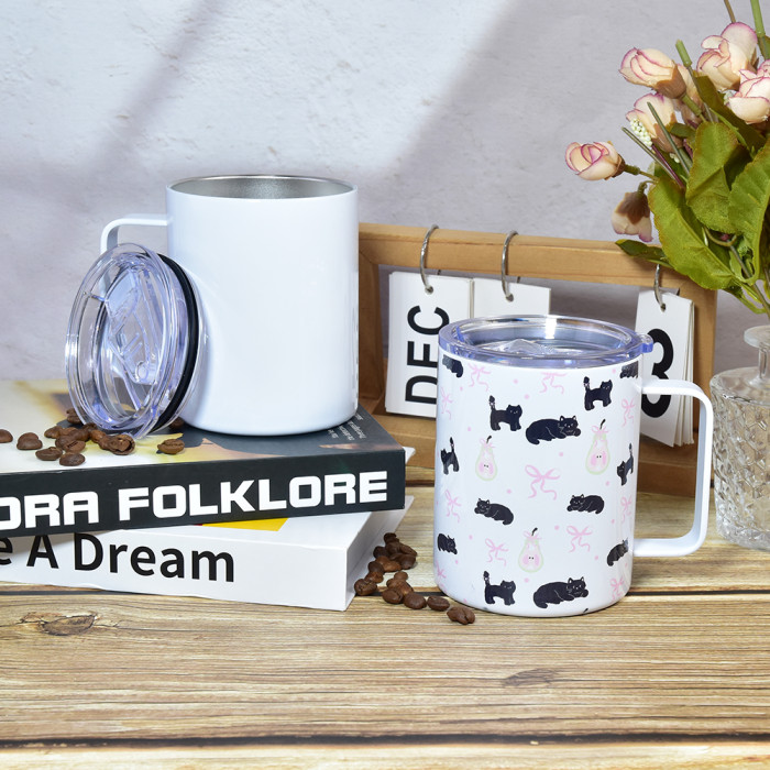 US Warehouse 12oz sublimation coffee Mug with handle Vacuum Insulated