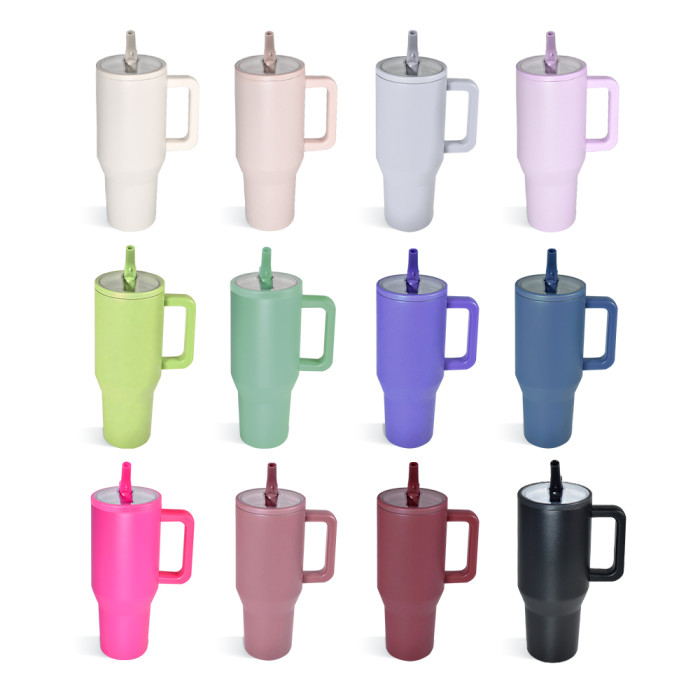 US Warehouse 40OZ powder coated tumblers with Removeable leakproof Flip Straw Lid(Not for sublimation)