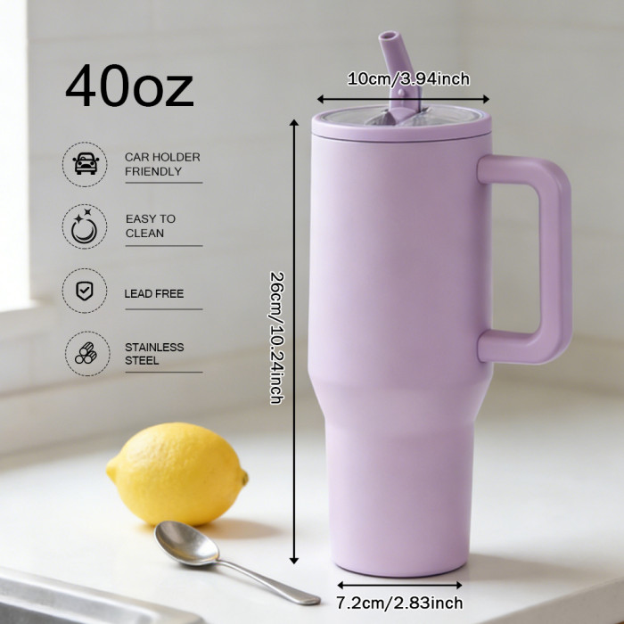 US Warehouse 40OZ powder coated tumblers with Removeable leakproof Flip Straw Lid(Not for sublimation)