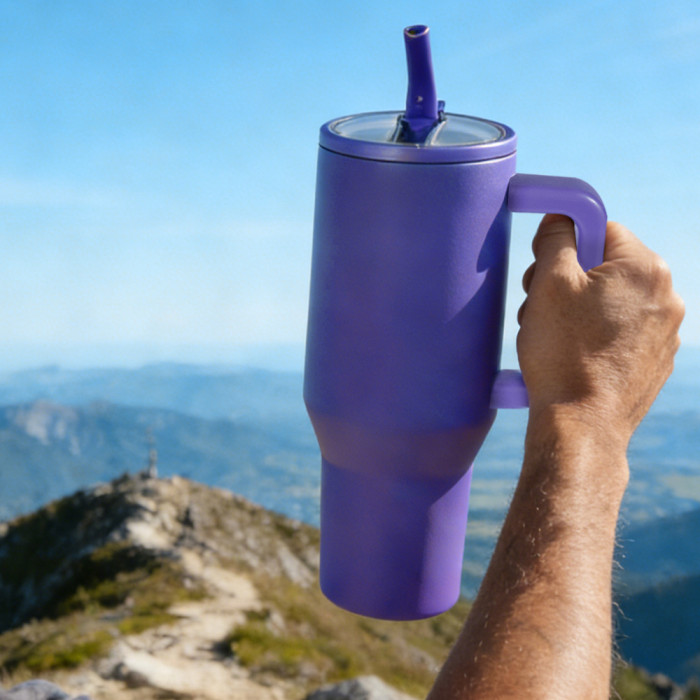 US Warehouse 40OZ powder coated tumblers with Removeable leakproof Flip Straw Lid(Not for sublimation)