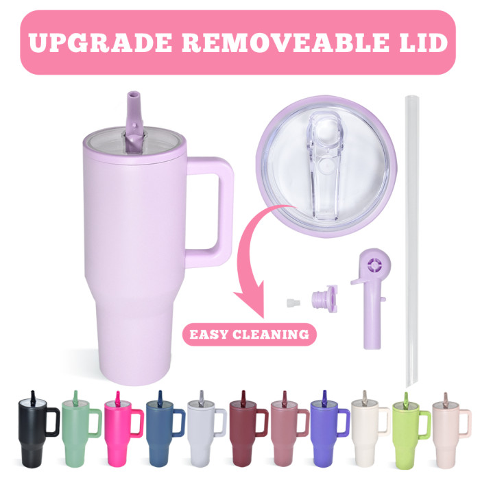 US Warehouse 40OZ powder coated tumblers with Removeable leakproof Flip Straw Lid(Not for sublimation)