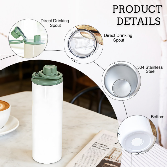 US Warehouse 20oz Sublimation Straight Sports Water bottle Tumblers with dual Screw lids