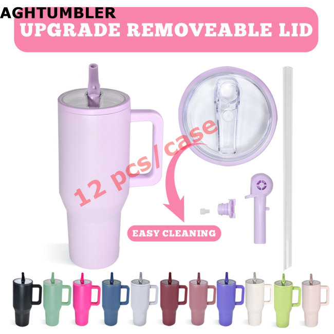 US Warehouse 40OZ powder coated tumblers with Removeable leakproof Flip Straw Lid(Not for sublimation)