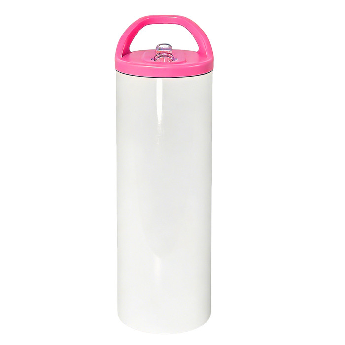 US Warehouse 20oz sublimation blanks straight skinny tumblers with black Screw handle lid