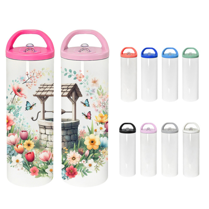 US Warehouse 20oz sublimation blanks straight skinny tumblers with black Screw handle lid