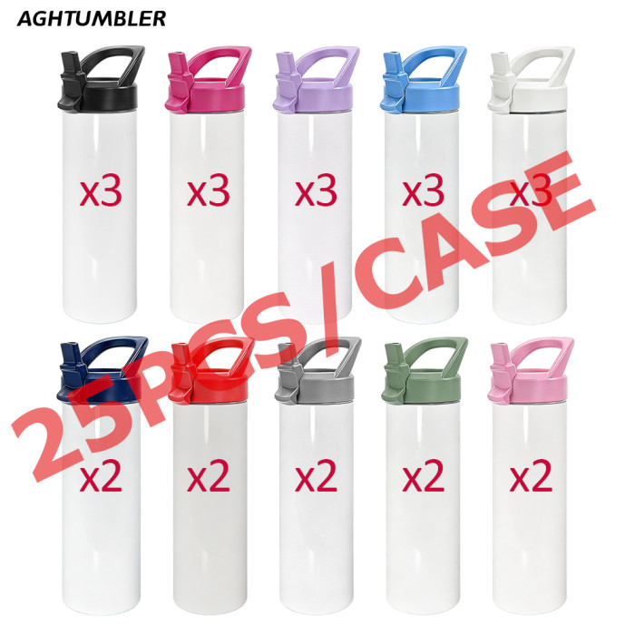 US Warehouse 20oz sublimation Sports Water Bottle tumblers with Flip Straw handle lid