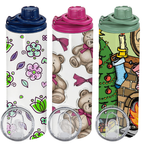 US Warehouse 20oz Sublimation Straight Skinny Tumblers with dual lids