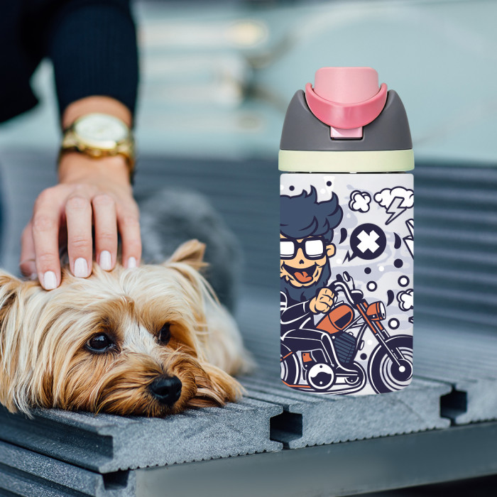 US Warehouse 16oz No Pit straight sublimation water bottle FreeSip Insulated Stainless Steel Water Bottle with Straw