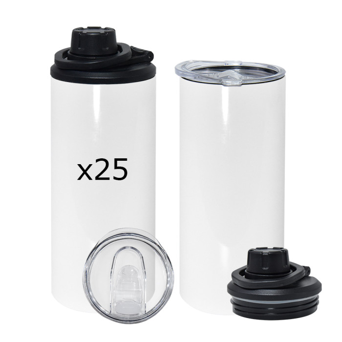 US Warehouse 15oz Sublimation Straight Skinny Tumblers with dual lids