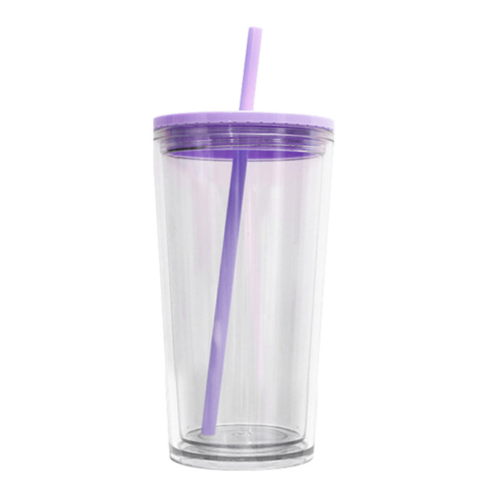 US warehosue Acrylic Plastic 16oz Double Wall Snow Globe Cup with Plugs,mixed colors lid