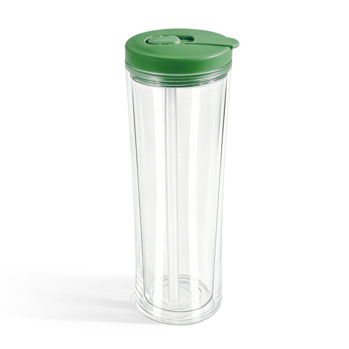 US warehosue Acrylic Plastic 20oz Double Wall Snow Globe Cup with colored Flip Straw lid, Improved version