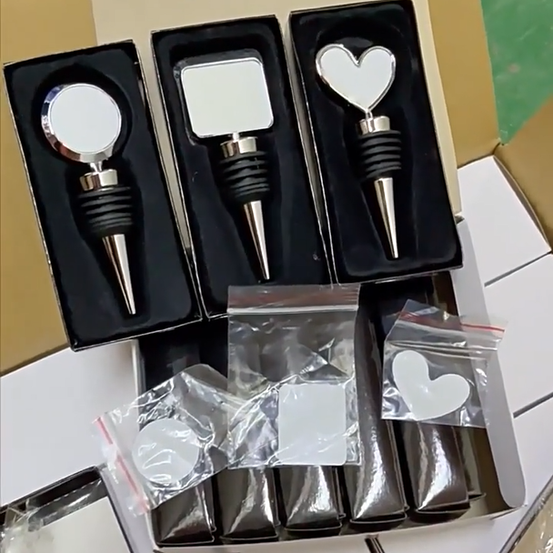 China Warehouse 150pcs Zinc Alloy Sublimation Wine Stoppers Wine Plugs