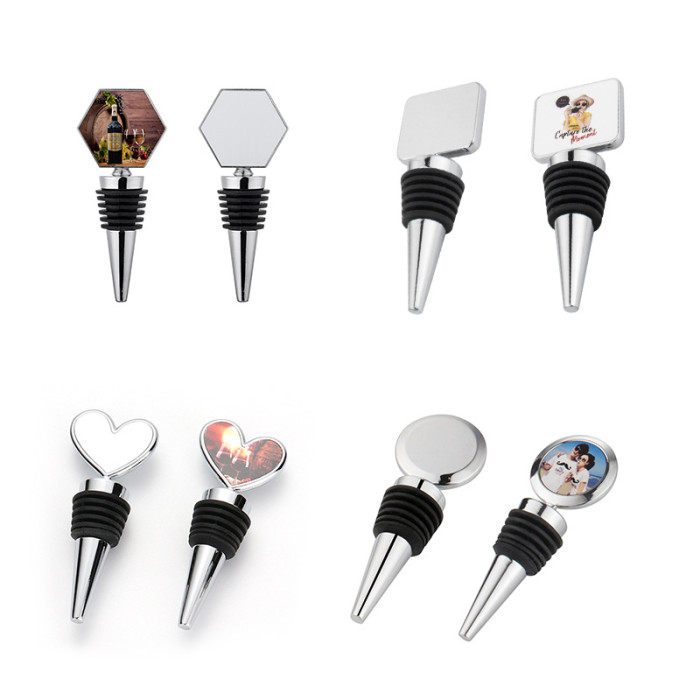 China Warehouse 60pcs Zinc Alloy Sublimation Wine Stoppers Wine Plugs