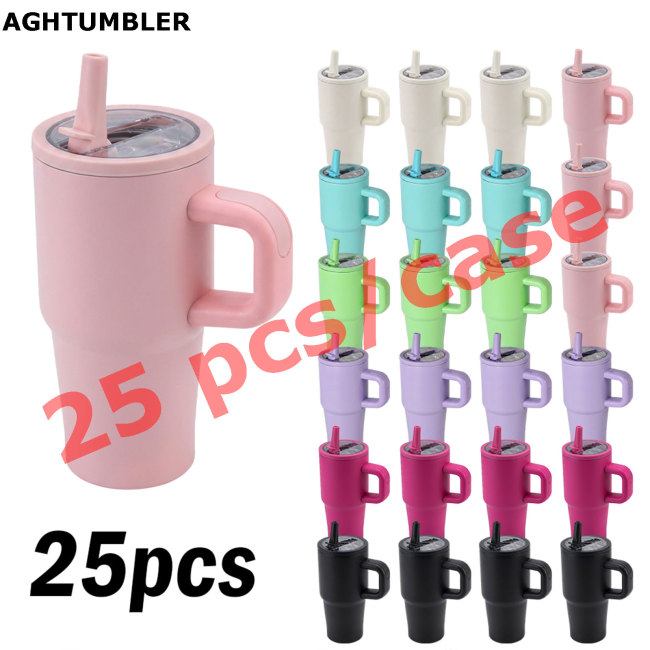 US Warehouse 20oz powder coated tumbler with handle and flip straw lid