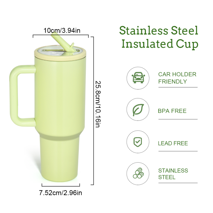 US Warehouse 40OZ powder coated tumblers with Flip Straw Leakproof Lid(Not for sublimation)