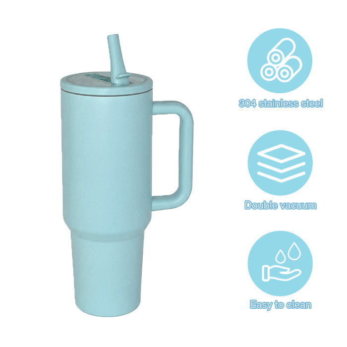 US Warehouse 40OZ powder coated tumblers with Flip Straw Leakproof Lid(Not for sublimation)