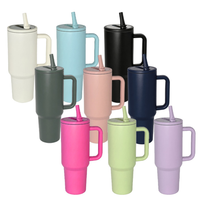 US Warehouse 40OZ powder coated tumblers with Flip Straw Leakproof Lid(Not for sublimation)