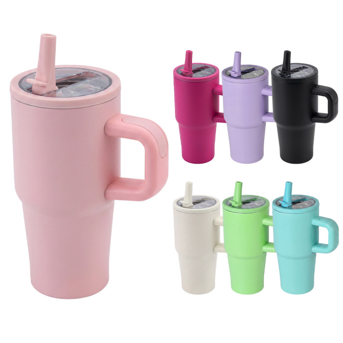 US Warehouse 20oz powder coated tumbler with handle and flip straw lid