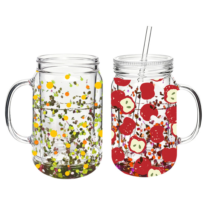 US Warehouse 20oz Double Wall clear Acrylic plastic snow globe Cup ,pre-hole with plugs(upgrade cup,the seam is leakproof)