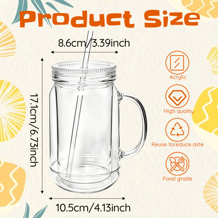 US Warehouse 20oz Double Wall clear Acrylic plastic snow globe Cup ,pre-hole with plugs(upgrade cup,the seam is leakproof)