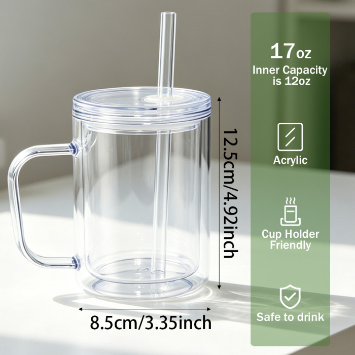 US warehosue Acrylic Plastic 17oz Double Wall Snow Globe Cup with Plugs,Inner Capacity is 12oz