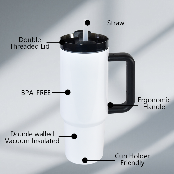 US Warehouse 30oz H2 Sublimation Tumbler with White Handle