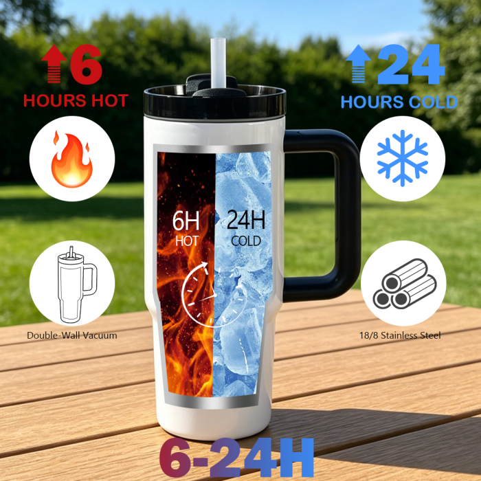 US Warehouse 30oz H2 Sublimation Tumbler with White Handle
