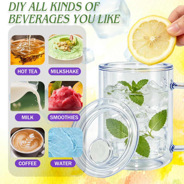 US warehosue Acrylic Plastic 17oz Double Wall Snow Globe Cup with Plugs,Inner Capacity is 12oz