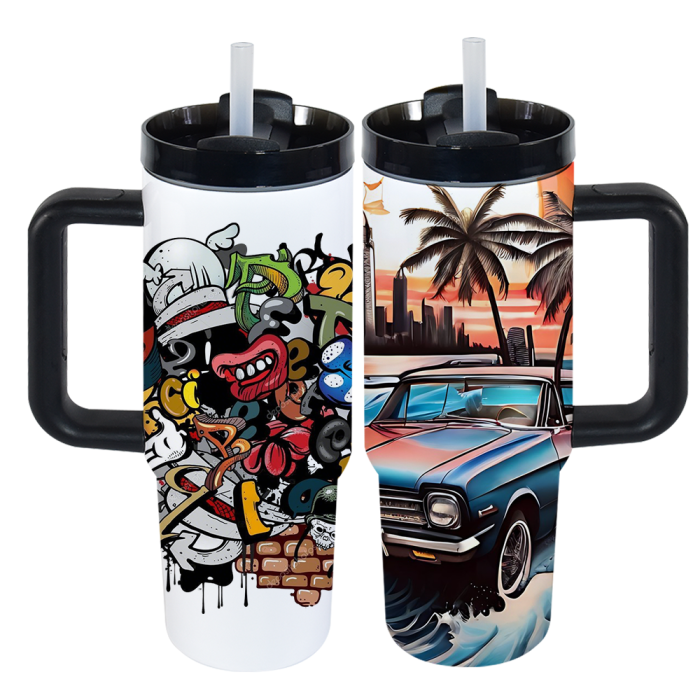 US Warehouse 30oz H2 Sublimation Tumbler with White Handle