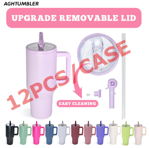 US Warehouse 40OZ powder coated tumblers with Removeable leakproof Flip Straw Lid(Not for sublimation)