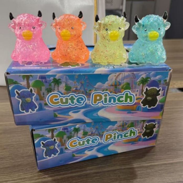 China Warehouse 144pcs Glitter Slow Rising Stress Cute Pinch Cow Squeeze Squishy Toy