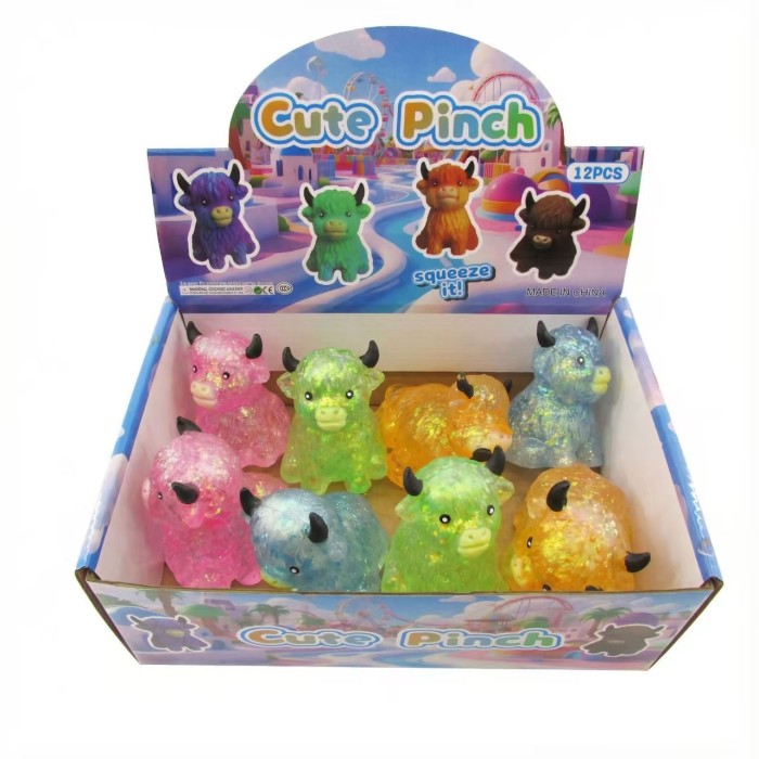China Warehouse 144pcs Glitter Slow Rising Stress Cute Pinch Cow Squeeze Squishy Toy