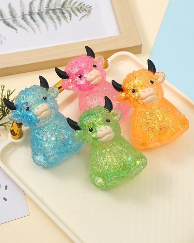 China Warehouse 144pcs Glitter Slow Rising Stress Cute Pinch Cow Squeeze Squishy Toy