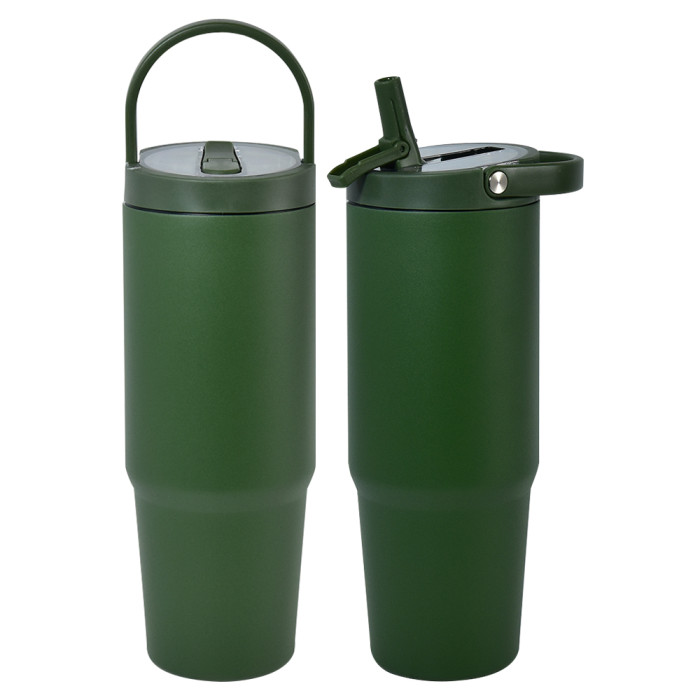 US Warehouse 30oz powder coated tumbler with handle lid and flip straw