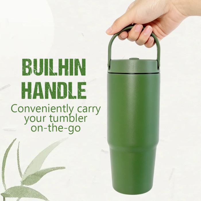 US Warehouse 30oz powder coated tumbler with handle lid and flip straw