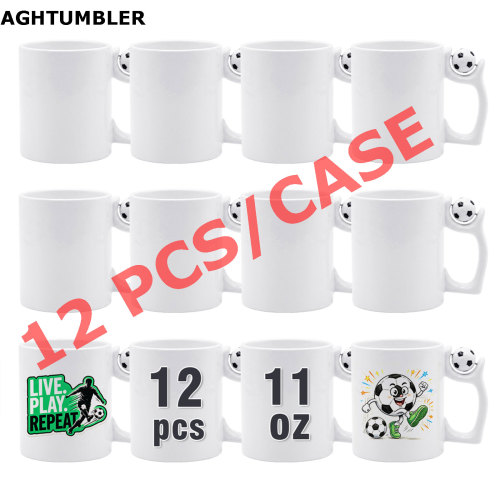 US Warehouse 11oz sublimation blanks Ceramic Mugs Cups Handle with Football