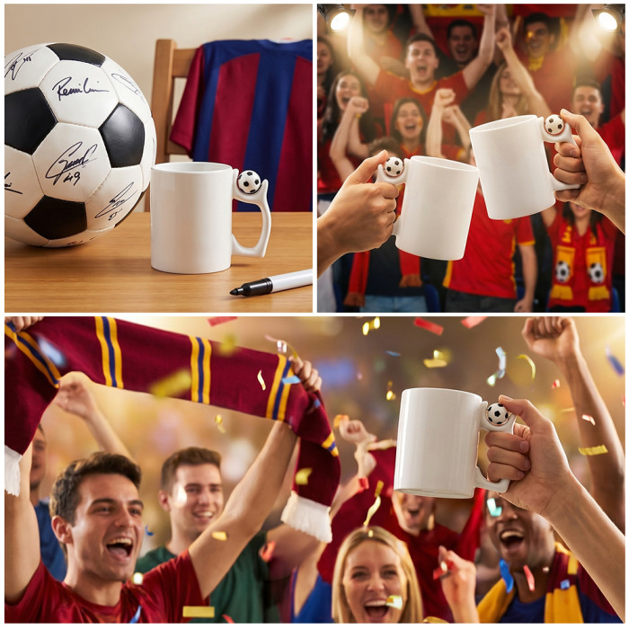 US Warehouse 11oz sublimation blanks Ceramic Mugs Cups Handle with Football
