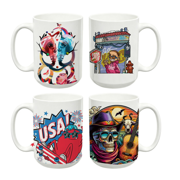 US Warehouse 15oz sublimation ceramic coffee mug with round Edge
